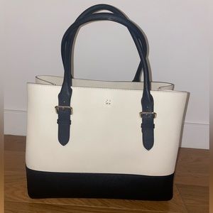 Kate Spade black and cream tote bag 14.5 x 6 x 11.5 inches NEVER USED